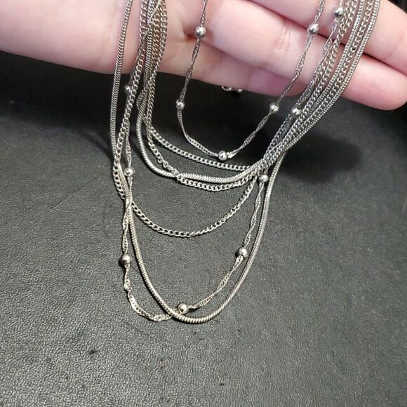**Final Sale** Silver tone multilayered necklace - Picture 4 of 11
